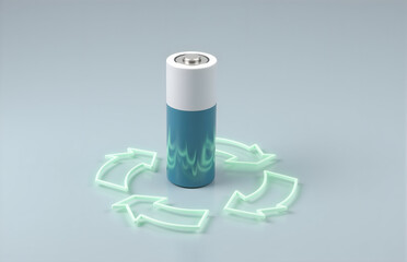 Recyclable Battery Symbolizing Sustainable Energy