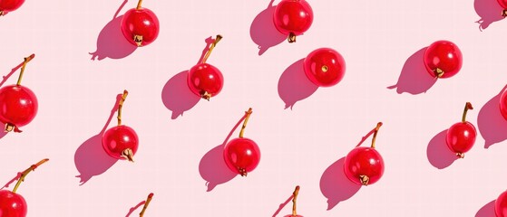 Bunch of ripe red cherries gathered together creating a delicious and tempting display