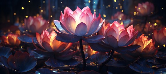 abstrak mozaic color of lotus in drakness, ai generative