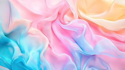 Fototapeta premium A soft, pastel-hued fabric drapes in a flowing design.