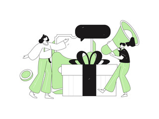 Holiday shopping people doing e-commerce online shopping flat vector concept operation hand drawn illustration
