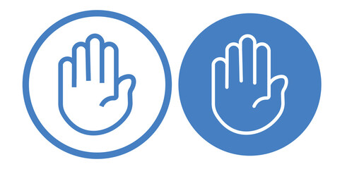 Raised hand icon symbolizing stop or interaction. Stop hand icon. Set of hand hello icons

