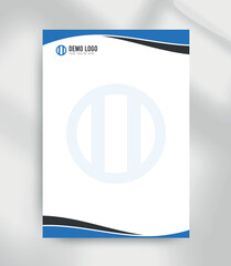 Modern Corporate Letterhead Template with Blue Wave Design