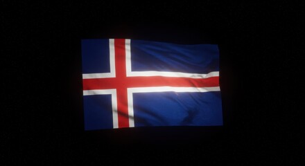 Obraz premium Icelandic Flag Waving in the Dark Night: A Stunning Display of National Pride and Patriotism
