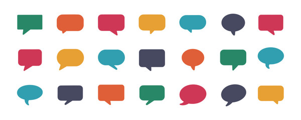 Set of colorful blank empty speech bubbles for text, chatting, message box. Vector illustration balloon speak sign dialog communication frame	