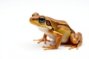 Fototapeta premium Small brown frog isolated on pure white backdrop , animal, fauna