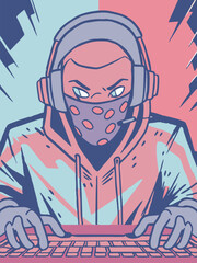 Masked Gamer Boy – Urban Gaming Style Vector Avatar