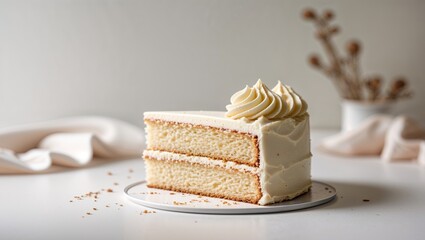 delectable slice of vanilla cake with creamy frosting any occasion