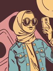 Stylish Hijabi with Sunglasses – Urban Modest Fashion Ilustration