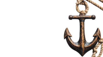 Nautical Anchor with Rope on White Background - Isolated Professional Image