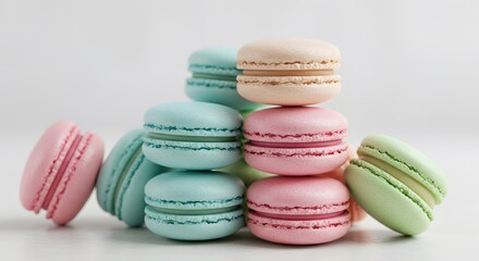 Obraz premium Pastel Macarons Sweet Treat Stack.