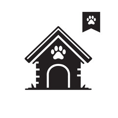 Dog house Silhouette isolated on white background. 