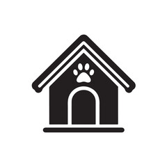 Dog house Silhouette isolated on white background. 
