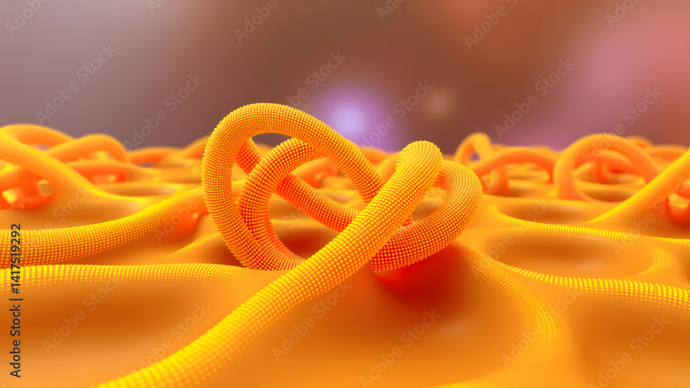 Poster non-linear qubit arrangements forming complex knot structures, surface tension effects on abstract q