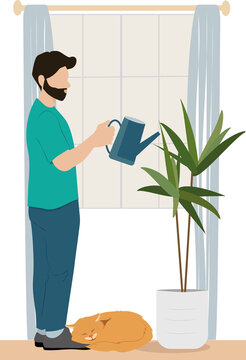 Man watering plant