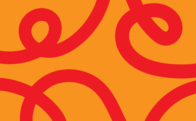 Fototapeta premium Abstract background vector illustration. A bold and vibrant abstract vector background featuring red looping swirl shapes on an orange backdrop. Ideal for modern design projects.