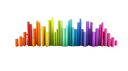 Obraz premium Rainbow Equalizer Bars on White Background for Graphic Design Projects