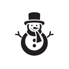 Vector icon of a traditional snowman isolated on a white background 