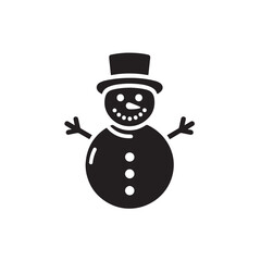 Vector icon of a traditional snowman isolated on a white background 