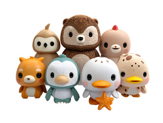 Obraz premium Colorful plush animals collection adorable animal toys displayed