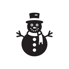 Vector icon of a traditional snowman isolated on a white background 