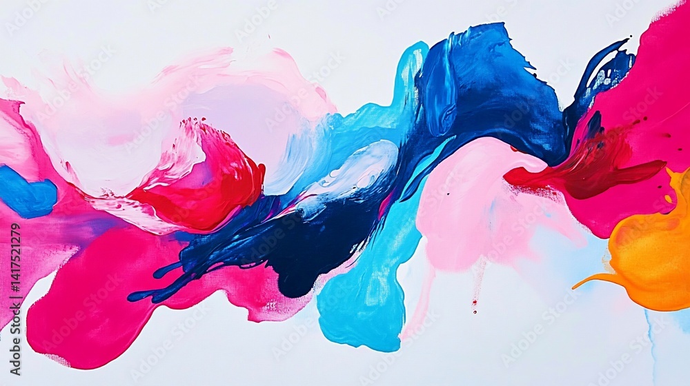 Poster dynamic brushstrokes in vivid hues creating a mesmerizing abstract painting