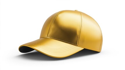 Fototapeta premium Golden Cap Mockup on White Background. Generative AI