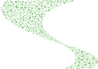 ハート柄の背景 緑系の3色 フチと単色 ハート