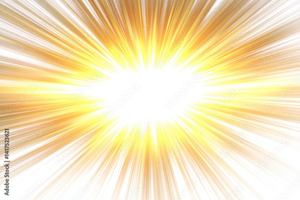 Poster glowing light rays radiating in a burst pattern against a white background enhancing visual effects