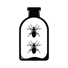 Bottle with ants black color on isolated white background