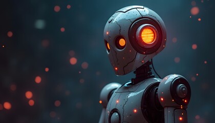 a robot from 90s with blinking lights and stars