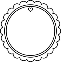 Scalloped Heart Frame Vector | Romantic Border, Cute Label & Love-Themed Icon
