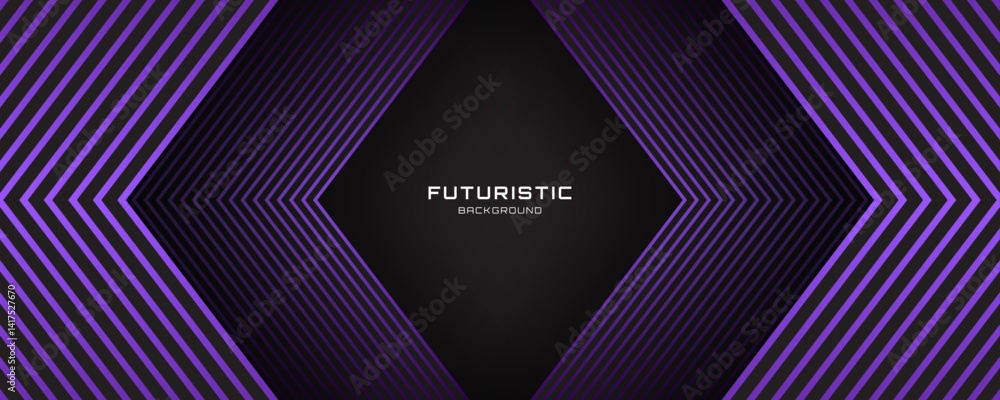 Poster 3d black purple techno abstract background overlap layer on dark space with arrows lines effect deco