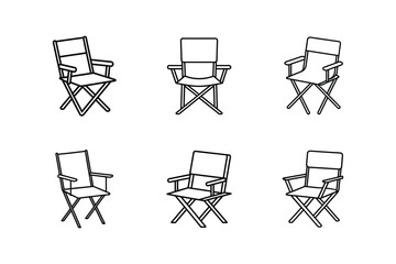 camping chair line art vector illustration