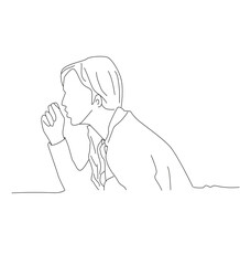 line art Woman coughing concept vector illustration. Sick person