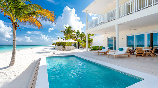 Relaxing beachside villa with private pool tropical paradise luxury retreat coastal escape serene ambiance dreamy getaway