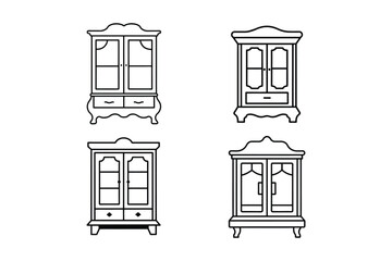 china cabinet icon line art vector illustration