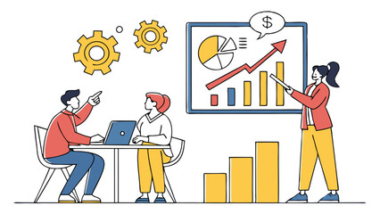 Business Team Meeting Growth Strategy Presentation Charts Data Analysis