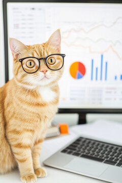 Business Cat Analyst in Glasses