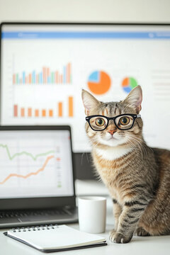 Business Cat Analyst in Glasses