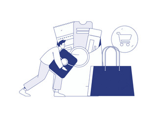 Holiday shopping people doing e-commerce online shopping flat vector concept operation hand drawn illustration
