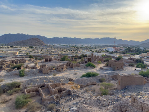 Tanuf historical castle ruins located next to Nizwa in Oman