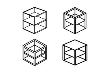 cube storage shelf icon outline vector illustration