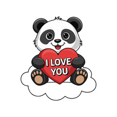 a vector cute panda style white background © Dawmyau
