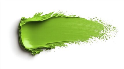 Pastel green paint brush stroke on white background. Generative AI