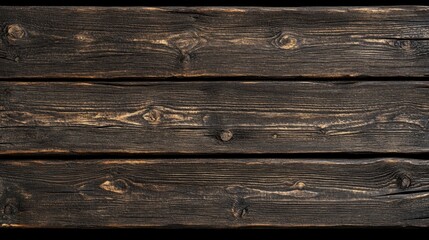 Dark brown wood planks background texture with horizontal lines, showing age and wear.
