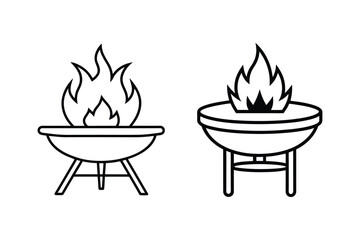 fire pit table icon outline vector illustration
