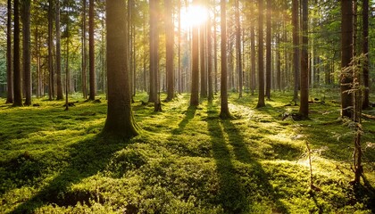 Fototapeta premium Beautiful forest in bright sunshine