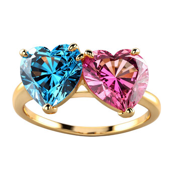 heart shaped topaz gemstone on gold ring transparent background isolated png stock