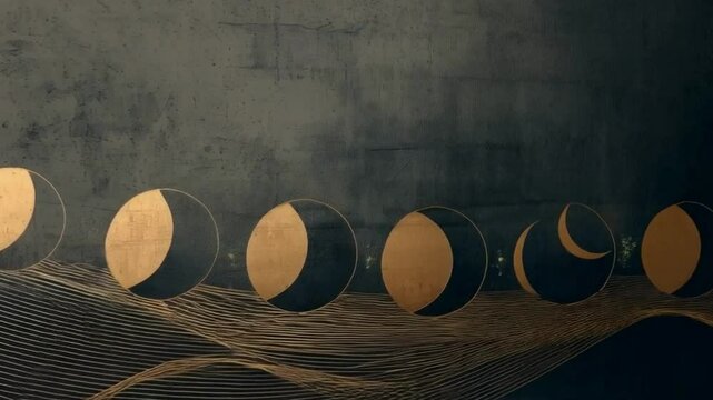 Celestial Phases Sun and Moon Cycle Abstract Art